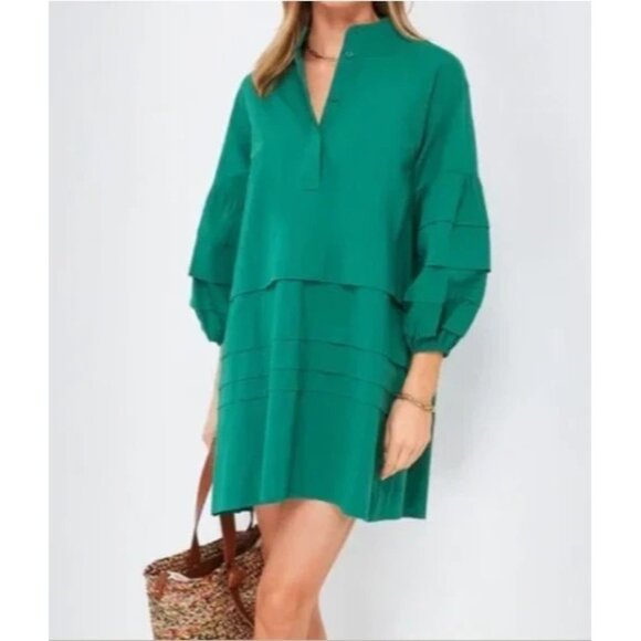 Pomander Place Dress Womens  Green Chelsea Tuckernuck Shift Layers Fall Preppy M - Picture 1 of 10